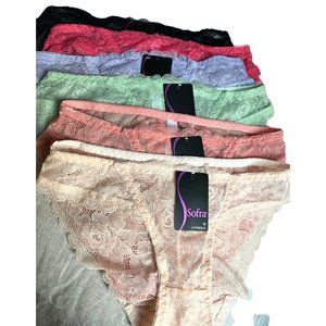 Sofra Lace Bikini Panties Nylon Multi Colors Intimates Lingerie 6 Pack